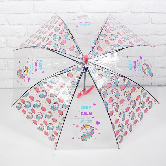 Зонт прозрачный «ЕДИНОРОГ» розовый - фото 2 - id-p225499483