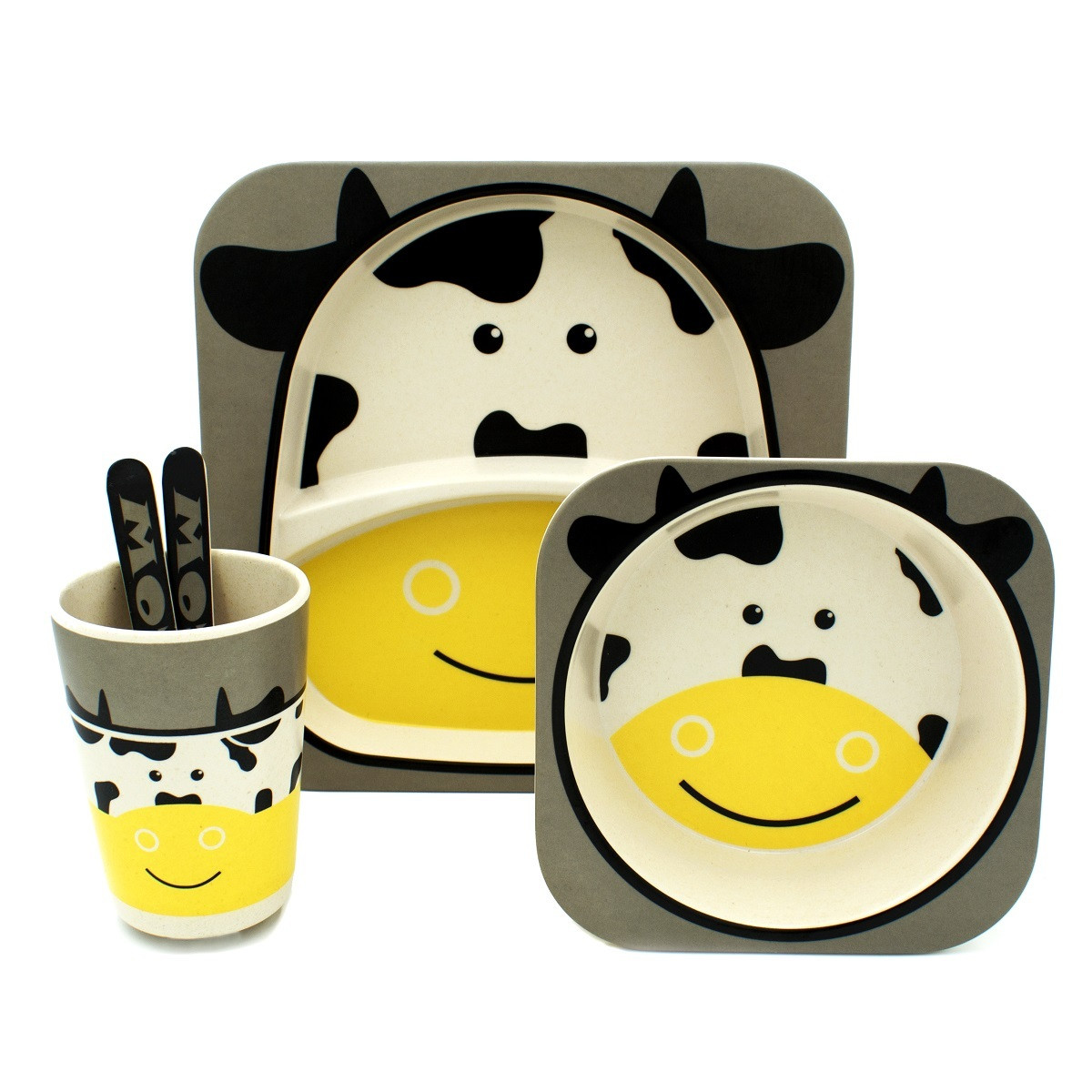 Детская посуда из бамбука из 5 предметов (набор) Bamboo Ware Kids Set.Жирафик. - фото 3 - id-p225500416