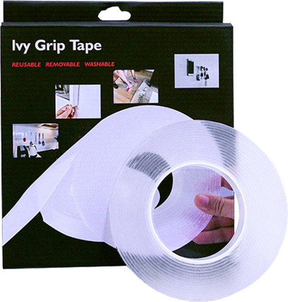 Многоразовая клейкая лента на любые поверхности UKC Ivy Grip Tape 3 м Прозрачная - фото 2 - id-p225499539