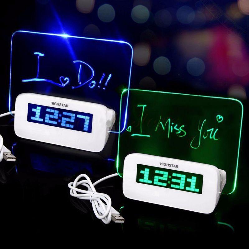 Светодиодные настольные электронные часы будильник с LED-доской для записей и рисунков - фото 3 - id-p225499553