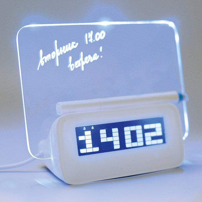Светодиодные настольные электронные часы будильник с LED-доской для записей и рисунков - фото 5 - id-p225499553