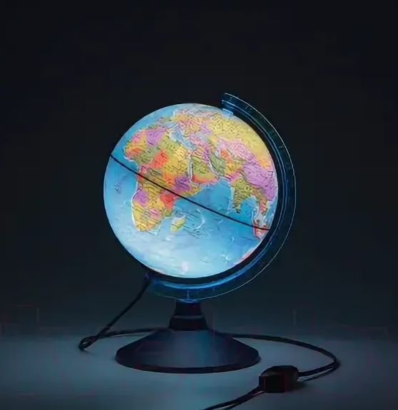 Глобус с подсветкой политический диаметр 21 см на круглой подставке с подсветкой. - фото 1 - id-p225500567