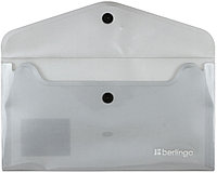 Папка-конверт пластиковая на кнопке Berlingo Metallic С6 (А6) толщина пластика 0,20 мм, серый металлик