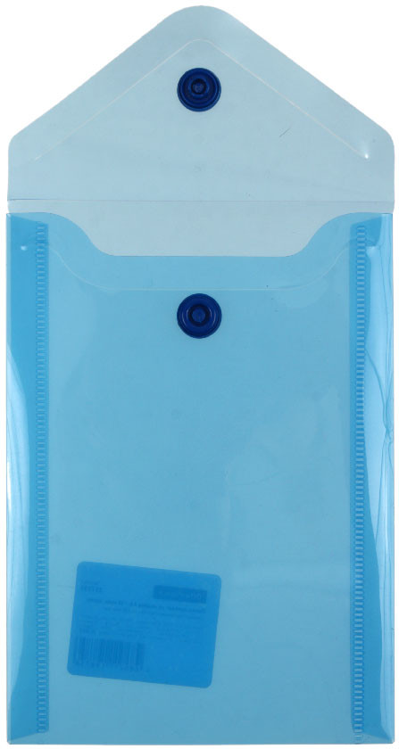 Папка-конверт пластиковая на кнопке OfficeSpace А6 толщина пластика 0,15 мм, прозрачная синяя - фото 1 - id-p225433710