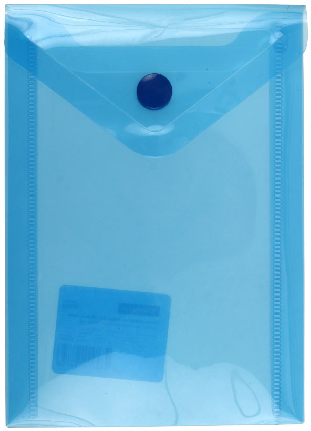 Папка-конверт пластиковая на кнопке OfficeSpace А6 толщина пластика 0,15 мм, прозрачная синяя - фото 3 - id-p225433710