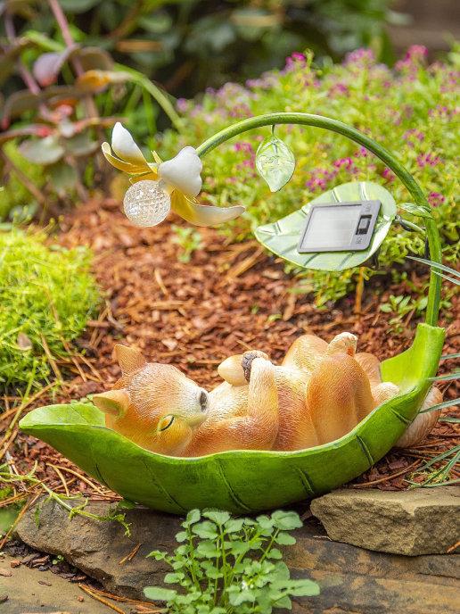 Садовая фигура "Лисенок на солнышке" с фонариком на солнечной батарее, 19 см - фото 1 - id-p225500594
