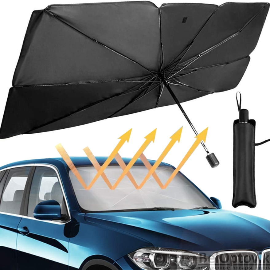 Солнцезащитный зонт для лобового стекла автомобиля, светоотражающий, складной 75 х 130 см - фото 3 - id-p225502446