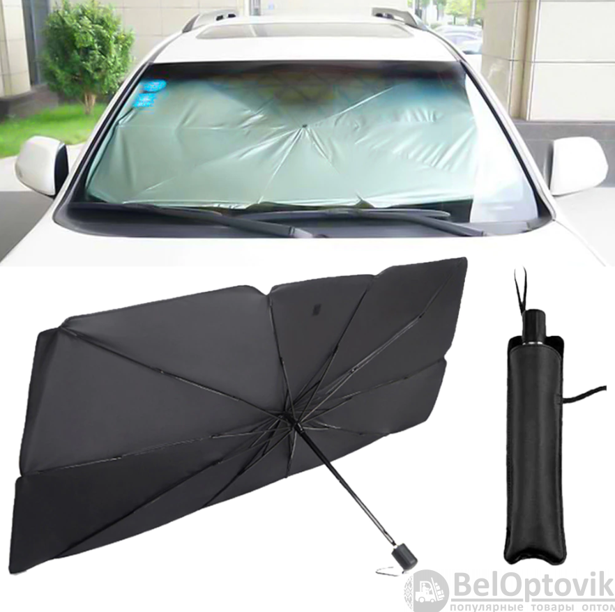 Солнцезащитный зонт для лобового стекла автомобиля, светоотражающий, складной 75 х 130 см - фото 8 - id-p225502446