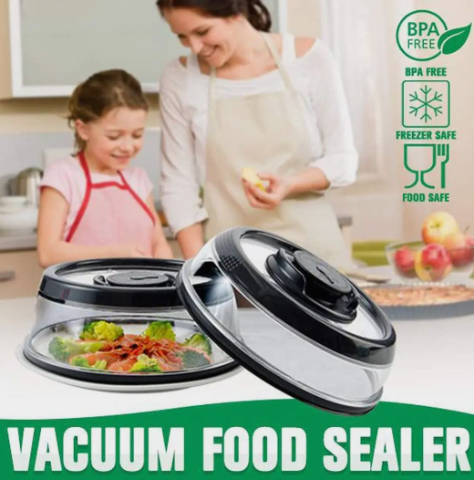 Вакуумная многоразовая крышка Vacuum Food Sealer 19 см (цвет Mix) - фото 6 - id-p225499831