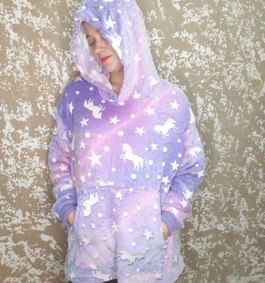 Толстовка-плед Starry Night с капюшоном утепленная для взрослых, светящаяся в темноте, оверсайз - фото 6 - id-p225503385