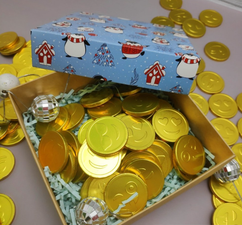 Золотые шоколадные монеты «Смайлик» MIX, набор 20 монеток - фото 4 - id-p225503390