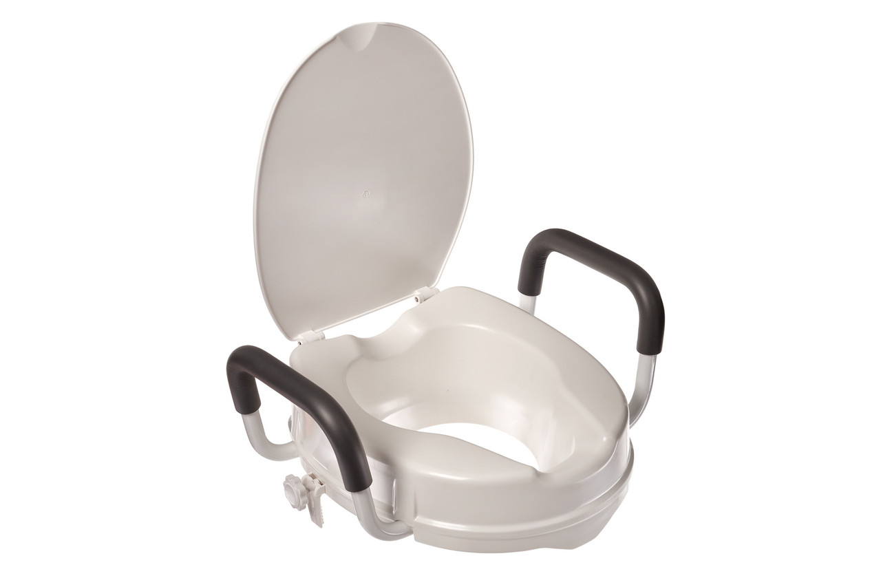 Сиденье-насадка для унитаза с поручнями и крышкой (Toilet seat cover) - фото 1 - id-p225500703