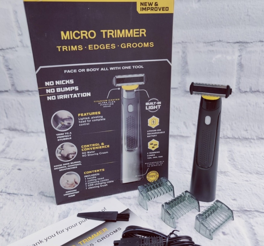 Портативный микро триммер для ухода за бородой и усами Micro trimmer (3 насадки) - фото 2 - id-p225501620