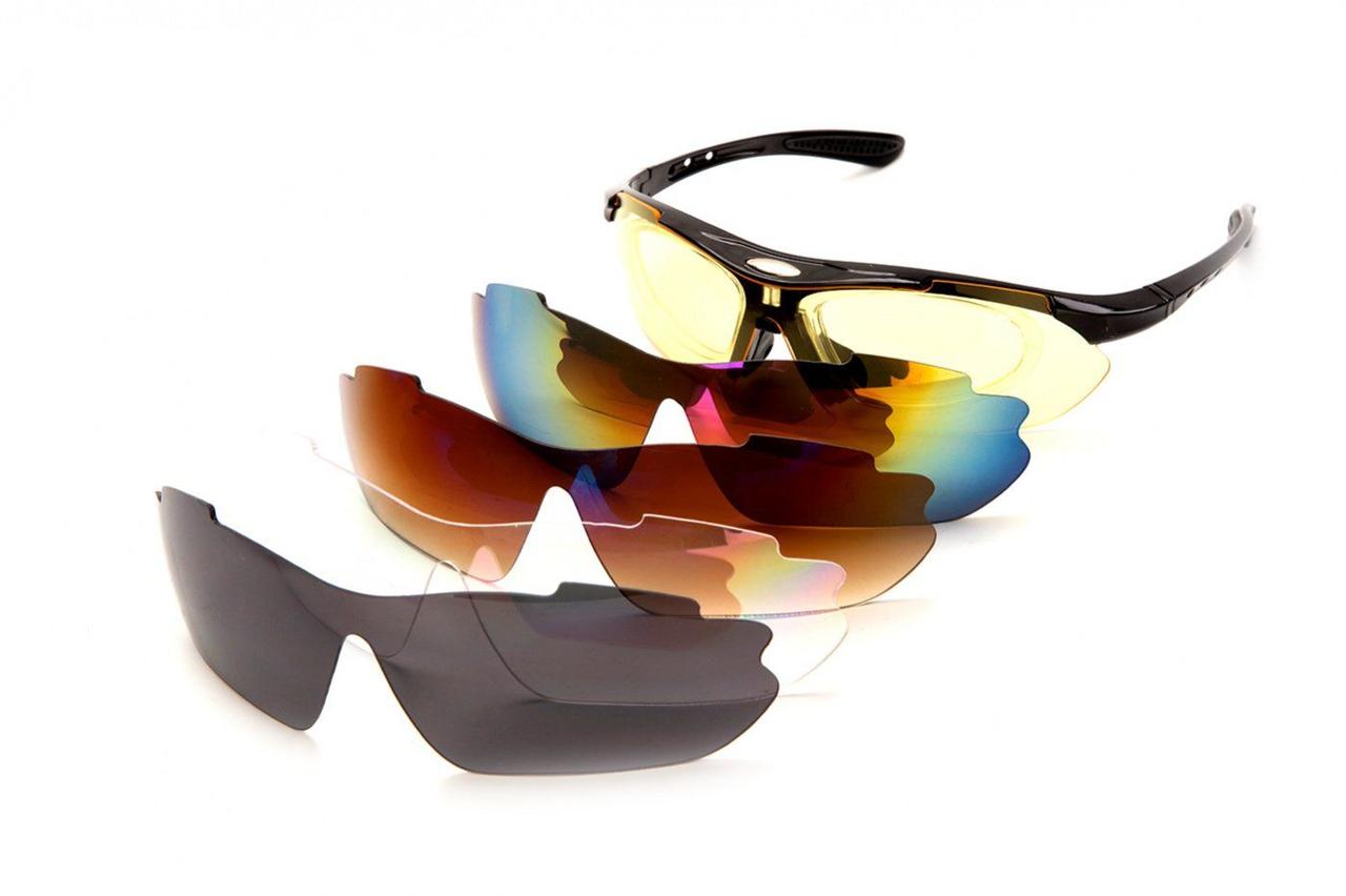 Очки спортивные солнцезащитные с 5 сменными линзами в чехле, красные - фото 5 - id-p225500725