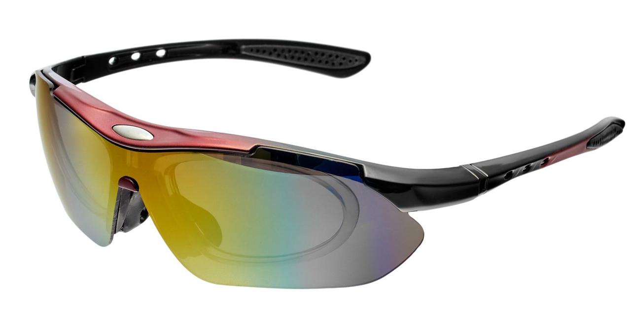 Очки спортивные солнцезащитные с 5 сменными линзами в чехле, красные - фото 6 - id-p225500725