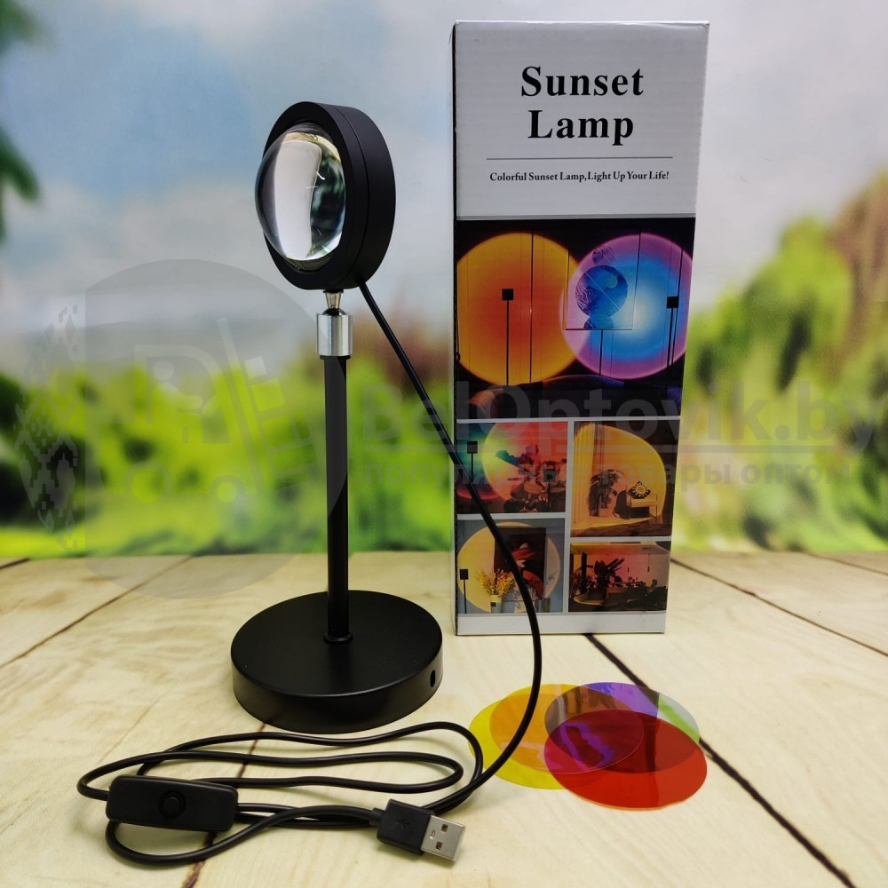 Светодиодный USB светильник с проекцией заката Sunset Lamp (4 режима) с пультом - фото 3 - id-p225500764