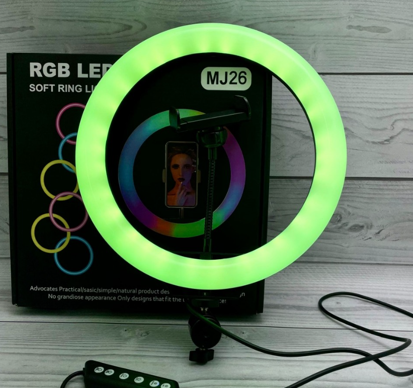 Разноцветная кольцевая RGB RL-13 лампа с МУЛЬТИ-режимами 32 см + Штатив 216 см - фото 10 - id-p225501663