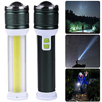 Ручной аккумуляторный фонарь Rotating Zoom Flashlight 128 LED боковая световая СОВ панель + Power Bank