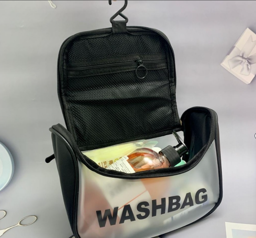 Прозрачная дорожная косметичка Washbag для путешествий с ручкой - фото 2 - id-p225503473