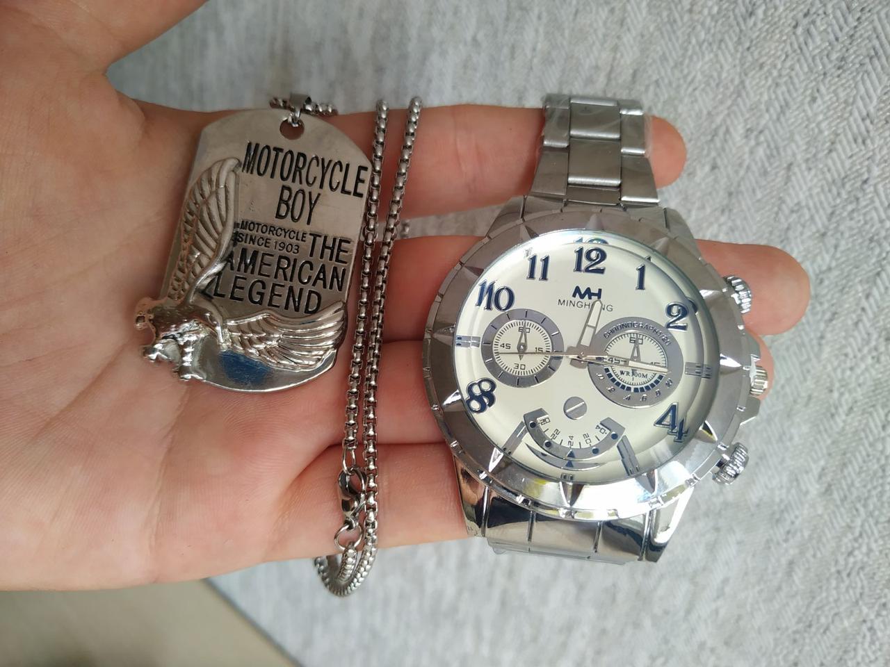 Эксклюзивный мужской подарочный набор 3в1 (часы, кулон на цепочке,браслет) в коробке - фото 4 - id-p225502619