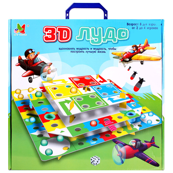 Настольная игра "3D Лудо" с кубиками, от 2 до 4 игроков - фото 1 - id-p225501726