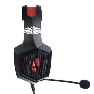 Perfeo игровая гарнитура ARMOR черная с красным 2,2 м, разъем 3,5 мм (4 pin) и USB (LED), переходник - фото 1 - id-p225500018