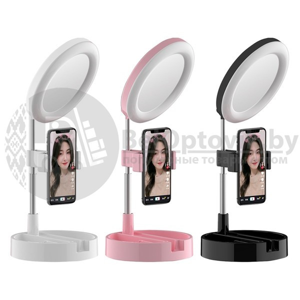Мультифункциональное зеркало для макияжа с держателем для телефона G3 и круговой LED-подсветкой - фото 3 - id-p225500031