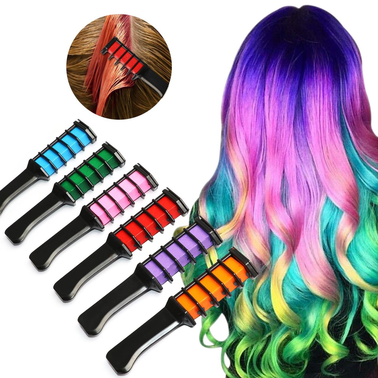 Мелки для окрашивания волос Hair Color Comb, 6 цветов в форме расчески - фото 1 - id-p225500840