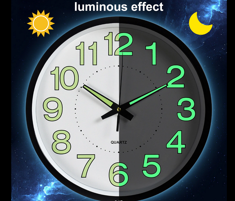 Часы настенные с большими цифрами светящиеся в темноте цифры, 30 см - фото 1 - id-p225501777