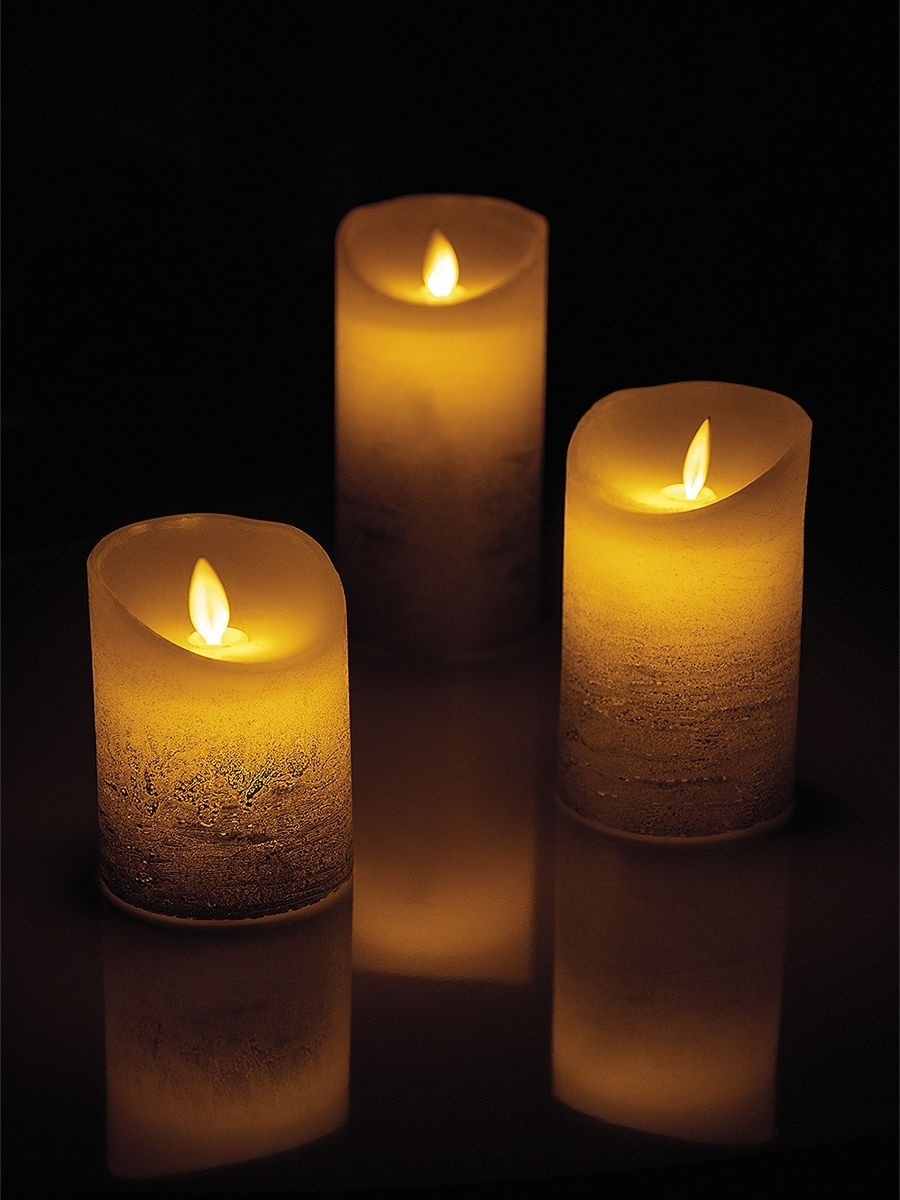 Электронные свечи "Серебряная ночь" 3 штуки с эффектом живого огня - фото 3 - id-p225503577