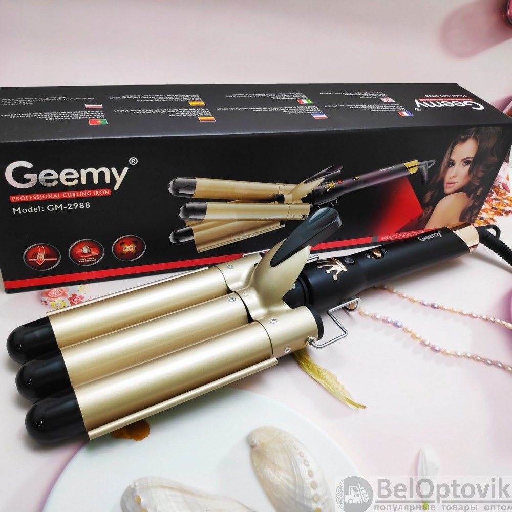 Щипцы плойка Geemy GM-2988 для завивки волос 3-х волновая с керамическим покрытием - фото 3 - id-p225501795