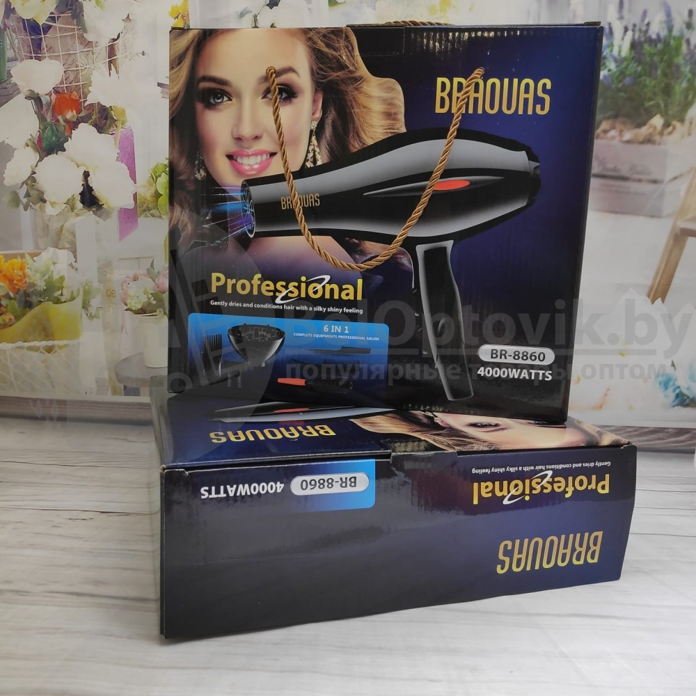 Профессиональный фен для сушки и укладки волос Browans Salon Hair Care BR-5003 3000W (3 темп. режима, 2 скорос - фото 2 - id-p225500083