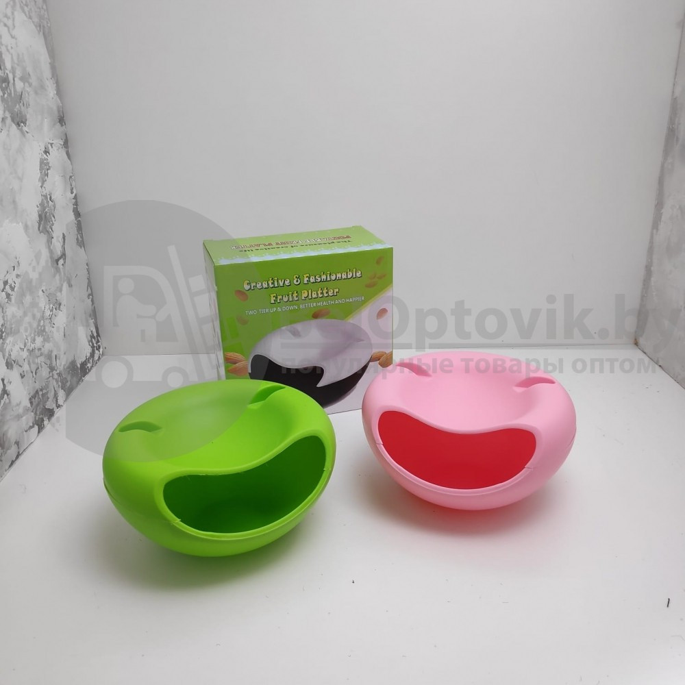 Двойная тарелка для снеков (семечек) и подставка для телефона (3 в 1) Creative & Fashionable Fruit Platter - фото 8 - id-p225503611