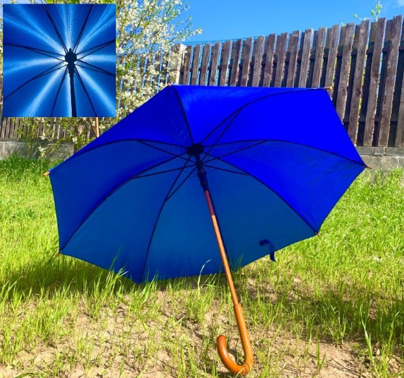 Зонт-трость универсальный Arwood полуавтомат деревянная ручка.Синий. - фото 1 - id-p225502736