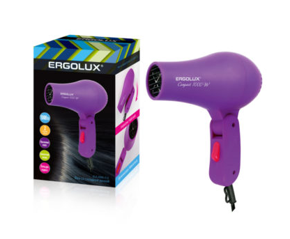 Фен для укладки волос со складной ручкой ERGOLUX /1 (1000Вт, 220-240В) фиолетовый - фото 5 - id-p225504573