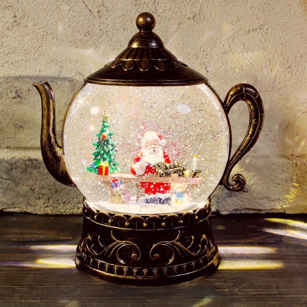 Светильник - ночник со снегом музыкальный декоративный на Рождество и Новый Год Happy Holiday Дед Мороз - фото 3 - id-p225505575