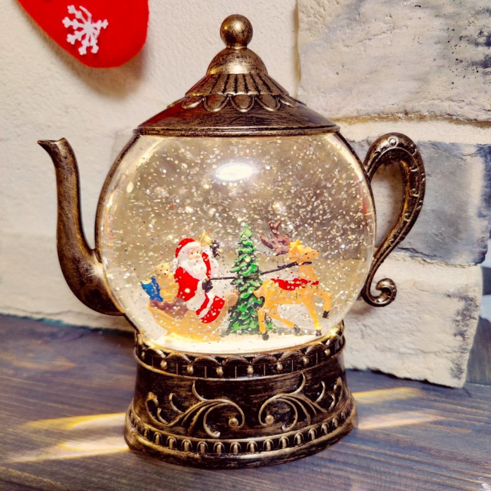 Светильник - ночник со снегом музыкальный декоративный на Рождество и Новый Год Happy Holiday Дед Мороз - фото 5 - id-p225505575