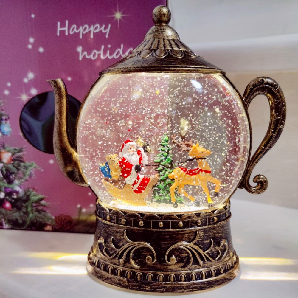 Светильник - ночник со снегом музыкальный декоративный на Рождество и Новый Год Happy Holiday Дед Мороз - фото 7 - id-p225505575