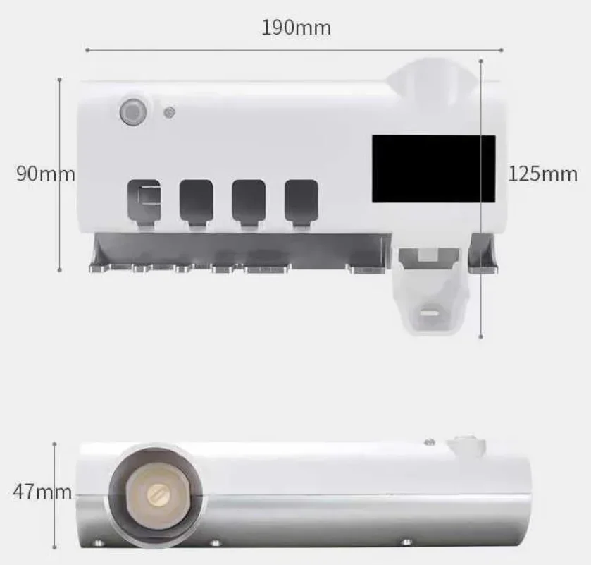 Держатель для зубных щеток с ультрафиолетовой дезинфекцией и дозатор зубной пасты Toothbrush sterilizer - фото 5 - id-p225502775