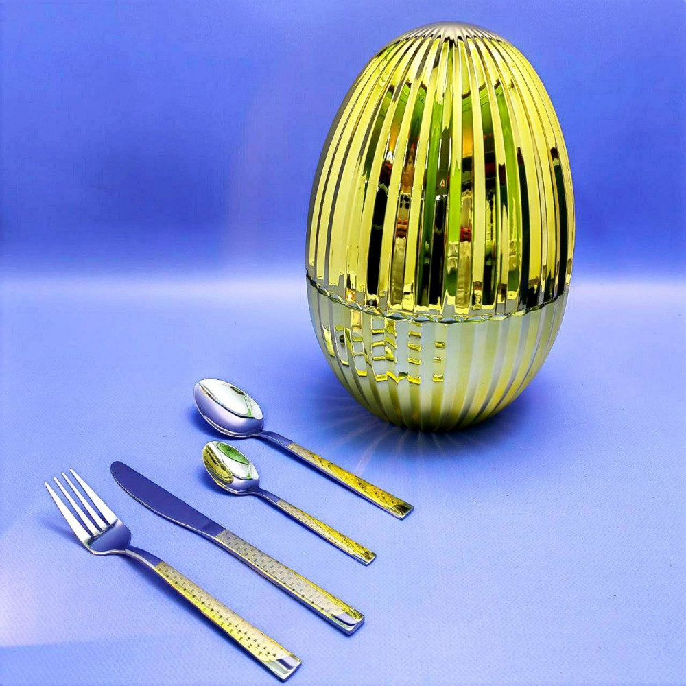 Набор столовых приборов в рифленом футляре - яйце Maxiegg 24 предмета / Премиум класс - фото 2 - id-p225505584