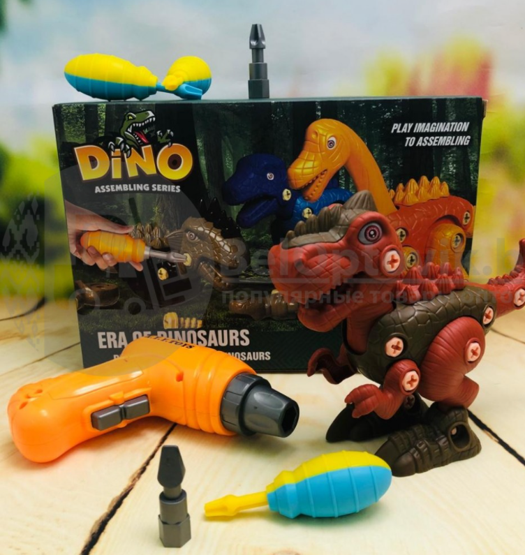 Конструктор DINO с шуруповертом на батарейках. Три динозавра в комплекте - фото 9 - id-p225501910