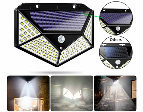 Светильник с датчиком движения на солнечной батарее 100 LED Solar Interaction Wall Lamp - фото 1 - id-p225500213