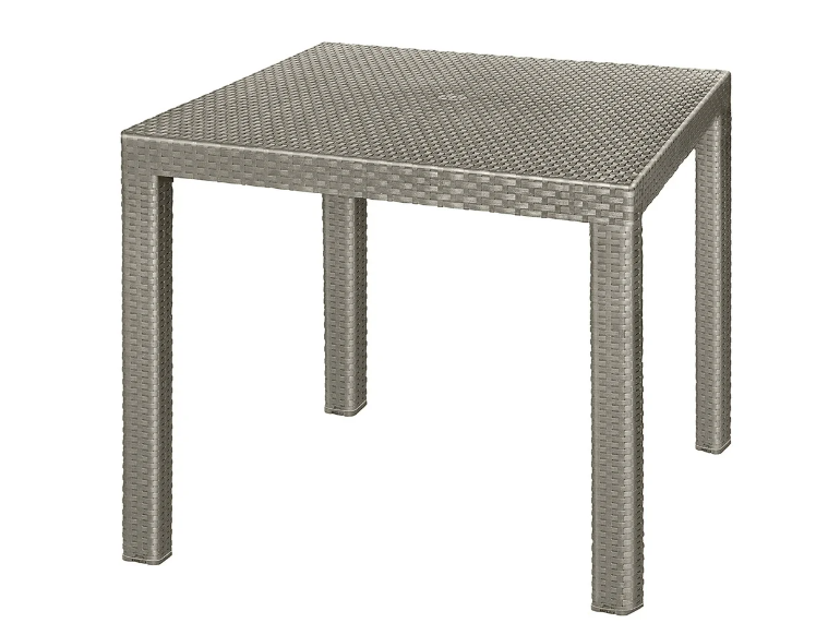 Стол пластиковый с декором Rodos квадратный 81.5х81.5х75 см, серо-коричневый - фото 1 - id-p225504657