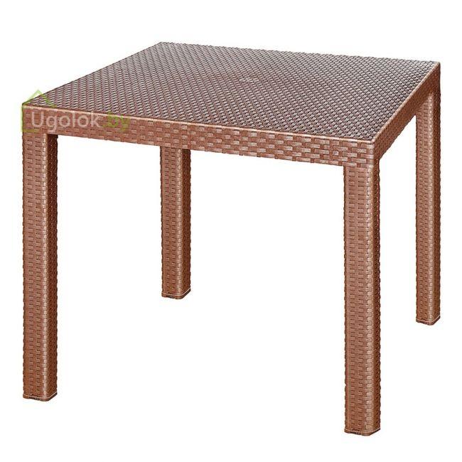 Стол пластиковый с декором Rodos квадратный 81.5х81.5х75 см, серо-коричневый - фото 2 - id-p225504657