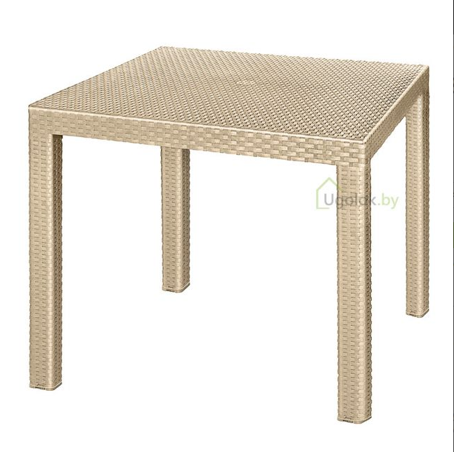 Стол пластиковый с декором Rodos квадратный 81.5х81.5х75 см, серо-коричневый - фото 4 - id-p225504657