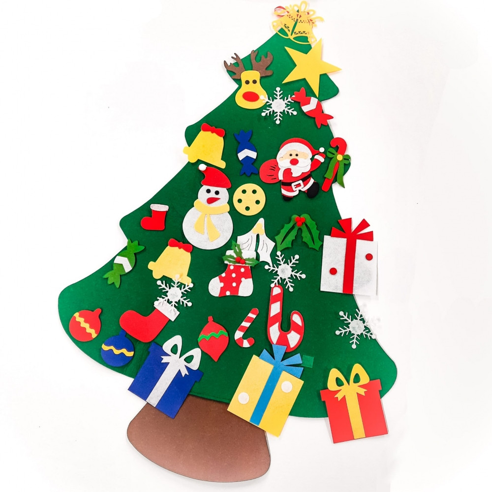 Елочка из фетра с новогодними игрушками липучками Merry Christmas, подвесная, 93 х 65 см - фото 8 - id-p225505634