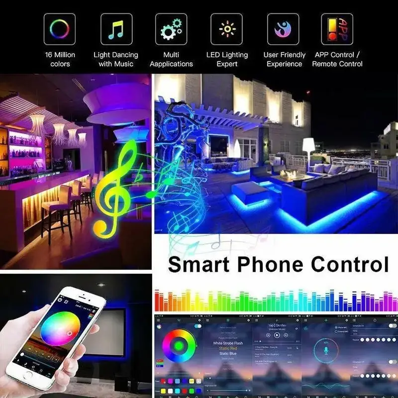 Светодиодная RGB лента с пультом и Bluetooth управлением, 5 м - фото 9 - id-p225505655