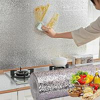 Кухонная алюминиевая фольга - стикер (60смх3м) Масло - защитная и огнестойкая. Серебро