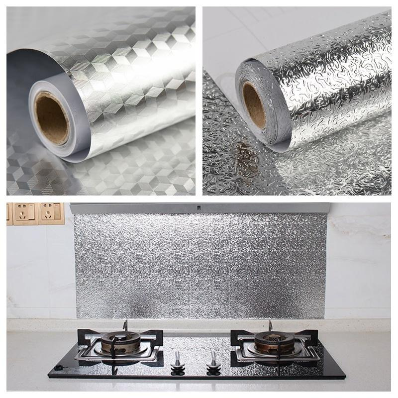 Кухонная алюминиевая фольга - стикер (60смх3м) Масло - защитная и огнестойкая. Серебро - фото 3 - id-p225500252
