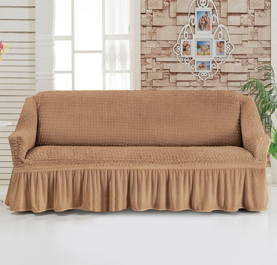 Чехол на диван с оборкой, диван трехместный на резинке, универсальный.Супер-цена! - фото 1 - id-p225504700